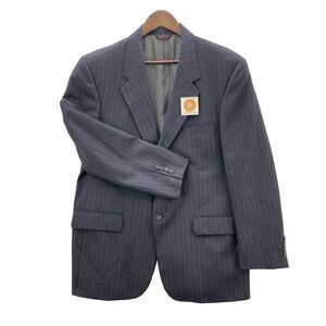 Savile Row  Blazer Mens 42R Black Pinstriped 100% Wool Macys 2 Button Sport Coat